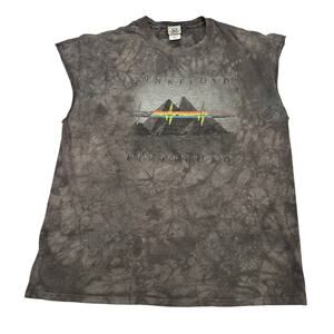 Vintage Y2K Pink Floyd Dark Side Moon Tie Dye Muscle Tank 2X Liquid Blue Grunge